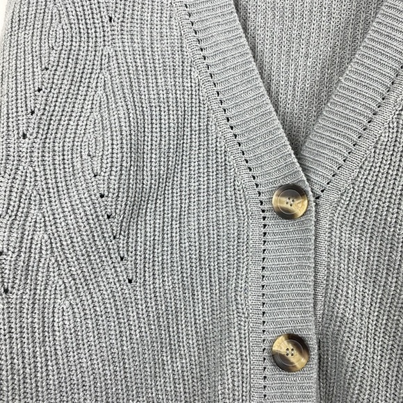 Cloth by Design Pointelle Tunic Gray Cardigan - Picture 4 of 9